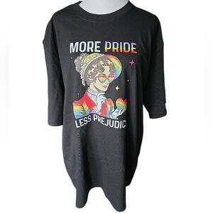 Black Graphic T-Shirt More Pride Less Predjudice.